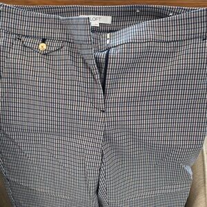 LOFT Blue and Brown Micro-Check Pants